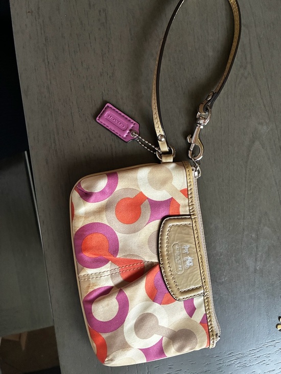 Coach Handbags - Coach Y2K Satin Wristlet | Multicolor Signature Print | Mini Pouch